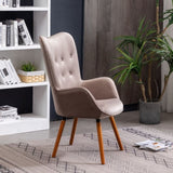Doarnin Contemporary Silky Velvet Tufted Button Back Accent Chair, Chocolate T2574P164267