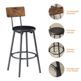 Long Bar Table Set with 3 PU Upholstered Bar Stools, Industrial Bar Table and Chairs for Kitchen W1668P147059