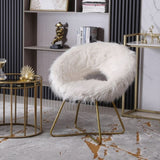 Slatina Faux Fur Upholstered Accent Chair, White T2574P164507