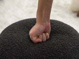 006-Soft Boucle Round Ottoman Footrest Stool,Black W527121865