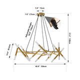 Golden Modern Chandelier Light Fixture, Branch Design with Frosted Tubes, Black Cords, Adjustable W1340P233169