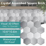 48 Pcs Hexagon Stick On Tiles For Kitchen,Mosaic Tile Stickers PVC Peel And Stick 92458654