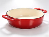 Cast iron 6QT cooking pot - Gradient red - Includes two silicone gloves - Enamel pot 23809115