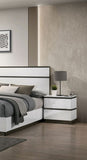 ZNTS Contemporary 1pc Nightstand White Color High Gloss Finish w/ Metallic Accents Bedside Table w USB B011P158089