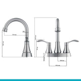 ZNTS 2 Handles Bathroom Sink Faucet, Brushed Nickel Centerset RV Bathroom Faucets for 3 Hole, with 39010995