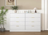 Modern 8 Drawers Dresser Chests for Bedroom,47.2" Wide Wood Chest of Drawers with Gold Metal W409P307536