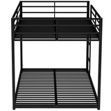 Full over Full Metal Bunk Bed, Low Bunk Bed with Ladder, Black 71718681
