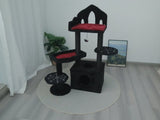 Black Gothic Cat Tree, Multi-Level Spooky Cat Tree with Scratching Posts, Perches, Hammock, and Cat W243P326635