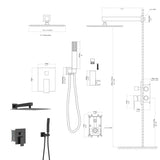 Dual Shower Head - 10 Inch Wall Mounted Square Shower System with Rough-in Valve,Matte black W124357631