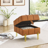 22 inches Anti-scratch Leather Storage Ottoman, Pet Friendly Entryway Bench with Golden Stainless W1191P196356