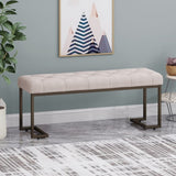 Upholstered Button Tufted Bench,Beige and Bronze N757P256383A