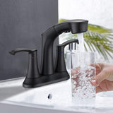 Bathroom Faucet with Pull Out Sprayer, 2 Handle 4 Inch Faucet Utility Sink Faucet, Matte Black W122470435