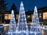 3 Pack Pre-Lit Christmas Cone Tree Set with 90 Warm White LED Lights & Star Beaded Strings, 24141947