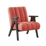 Rella Modern Teddy Sherpa Accent Chair with Espresso Wood Frame T2574P241337