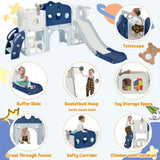 ZNTS 7 in 1 Toddler Slide Set, Freestanding Spaceship Set with Slide, Kids Slide Playset Structure, Arch N710P173045C