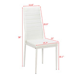 ZNTS 4pcs Elegant Assembled Stripping Texture High Backrest Dining Chairs White 40655595