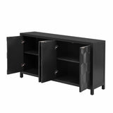 U_STYLE Luxurious Four-Door Sideboard with Honeycomb Patterned Doors, Offering Ample Storage for N711P187044B