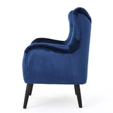 ZNTS Seigfried Mid-Century Velvet Arm Chair, Navy Blue / Black, 28.5D x 34.25W x 39.75H in 56589.00NVLTNBLU