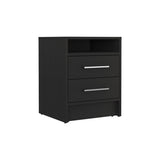 Eter Nightstand , End Table, Side Table Superior Top, Two Drawers -Black B07091863