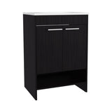 Bathroom Vanity, 2 Doors, 2 Shelves, Black Wengue B097P350322