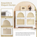 Mid-Century Narrow Design Tipping Bucket Shoe Cabinet with 4 Flip Drawers, Elegant Entryway Shoe N721P288701K
