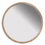 28" Round Wood Mirror, Wall Mounted Mirror Home Decor for Bathroom Living Room W2078124099