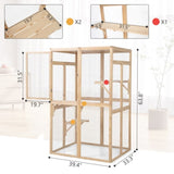 ZNTS Wooden Cat Catio, Outdoor Cat Enclosure, Cat House with Platforms, Sunshine Board, Hammock, Door, W2181P191345