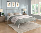 Metal Frame Queen Platform Bed White Finish Angle Headboard Bedroom Furniture 1pc B011P261198