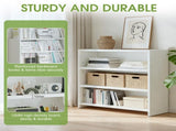 3-Tier Adjustable Open Bookcase, Freestanding White Wood Storage Shelf, 88lbs Load Capacity Display 90931503