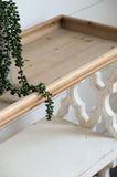 35.5" x 14" x 32" Distressed White and Natural Wood Shelf Tray, French Country Console Table W2078141936