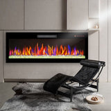 50 inch recessed ultra thin tempered glass front wall mounted electric fireplace with remote and W1769103305