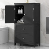 ZNTS Bathroom Storage Cabinet, Cabinet with Two Doors and Drawers, Adjustable Shelf, MDF Board, Black N725P188460B