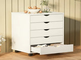 5-Drawer Portable Storage Cabinet on Wheels for Office, Bedroom & Home Organization, White 16848472