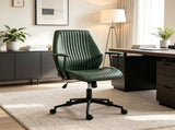 Vintage Leather Office Desk Chair, Padded Arms, 360&deg Swivel & Adjustable Height, Green 41095321