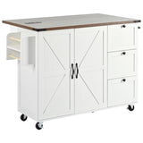 K&K 54.5" Farmhouse Kitchen Island with Power Outlet, Kitchen Storage Island with Internal Storage N707P170349W