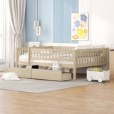 Full Size Daybed Wood Bed with Two Drawers, Natural WF301868AAN