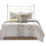 6 Piece Embroidered Quilt Set with Throw Pillows Yellow Full/Queen B03597620