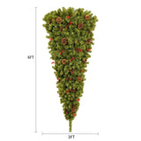 ZNTS 6ft Upside Down Hanging Quarter Tree, Christmas tree hanging from the ceiling, Xmas Tree with 300 PX307764AAF