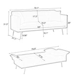 70-inch teddy fleece sofabed, convertible futon sofabed with adjustable arms and backrest, modern W2290P257425