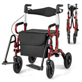 New 2-in-1 Foldable Rollator Walker with 9 Inch Pneumatic Tires 14330842