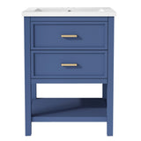 24'' Vanity with Top Sink, Modern Storage Cabinet with 2 Drawers, Single Sink N710P191968C