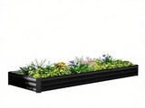 95" x 36" x 12" Black Galvanized Raised Garden Bed Easy Assembly Planter for Growing Flowers, 31370814