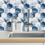 48 Pcs Blue And White Marble Wall Stickers Transfer Can Be Cut At Will Peel And Stick Wallpaper 32654869