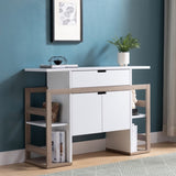 Modernize Kitchen Buffet Organizing Cabinet with 4 Shelves, White & Dark Taupe B107130967