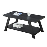 ZNTS Athens Contemporary Replicated Wood Shelf Coffee Table in Black Finish T2574P164642