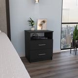 Napoles Nightstand , End Table, Side Table Superior Top, Two Drawers, One Shelf -Black B07091967