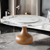 Modern Marble Dining Table, 59" Round Sintered Stone Table for Dining Room, Kitchen, Dinette, 84533567