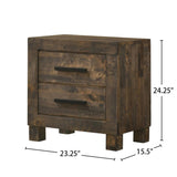 2 Drawers MDF Nightstand in Rustic Golden Brown Finish B016P255623