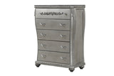 ZNTS Destiny Traditional Style 5-Drawer Chest With metal drawer pulls Made with Wood in Silver B009P234702