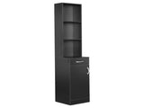MDF With Triamine One Door One Drawer Three Compartments High Cabinet Bathroom Wall Cabinet Black 01749391